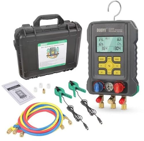 Digital Manifold Gauge for 93 Refrigerant Digital Manifold Gauge Set HVAC Pressure&Temp Test Air Conditioning Tools & Equipment Supercooling/Superheating Test HVAC Digital Gauges with 3.5LCD Display