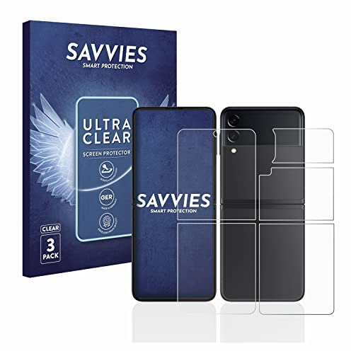savvies Protection Ecran pour Samsung Galaxy Z Flip 3 5G (Avant+Arrière) (6 Pièces) - Film Protection Ultra Clair