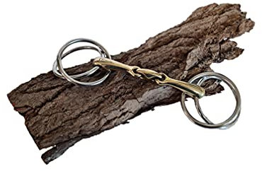 Esposita Doppelringtrense Fahrgebiss - doppelt gebrochen - Messing Mundstück - Ringe aus Edelstahl 9,0cm