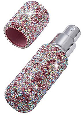 Blueshyhall Vaporisateur Parfum Vide 10ML, Bling Vaporisateur Rechargeable avec Diamants, Mini Flacons de Parfum, Distributeur Parfum de Poche pour Chambre, Voiture, Sac, Voyage (Rose)