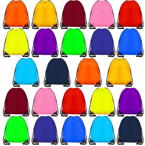 24 Pcs Drawstring Bag,Drawstring Backpack Bags for Gym School Travel Picnic Storage Kids Adults,Pe Sport String Backpack Gift Bags for Girls Boys