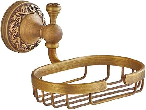 REJOON Étagère de Salle de Bain Étagère à Savon Murale Porte-Savon Industriel Vintage en Laiton Porte-Savon Antique avec Sculptures Style rétro Fixation Murale Forage Salle de Douche