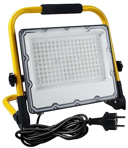 OUSIDE Projecteur LED Chantier 150W - Éclairage de Chantier Puissant et Étanche IP66,Lumière Blanche 6500K, 15000 Lumens avec Prise Schuko et Cordon de 4M - Idéal pour Travaux Intérieurs et Extérieurs