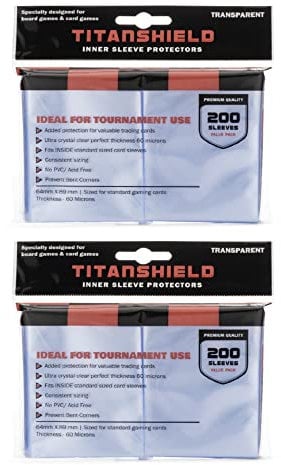 TitanShield Inner Card Sleeve Protectors Double Sleeving 64x89mm fits MTG Magic Pokemon (400 Count) Clear