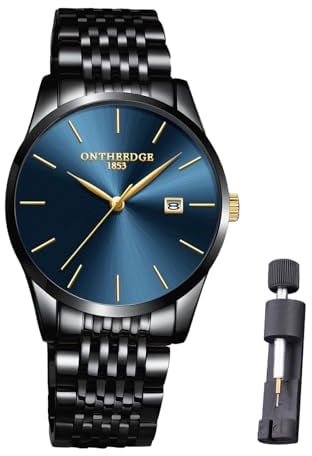 Raitown Herren Armbanduhr Edelstahl Wasserdicht Klassische Großes Zifferblatt Minimalistischer Uhr Man Analog Quarz Männer Uhren Blau
