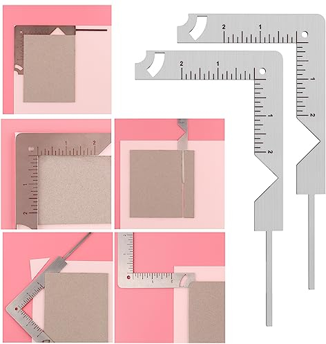 Briartw 2pcs/Set,Book Cover Guide,5-in-1 Stainless Steel Metal Bookbinding Cover Tool for Making Book Cover Creating Book Covers Out of Chipboard Simple-Adding Personal Touch to A Notebook or Album