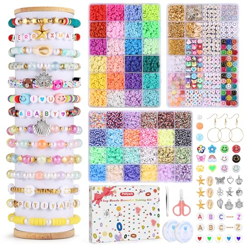 10600 Stück Perlen für armbänder 6mm,armbänder selber machen,armband set selber machen mit 320 Buchstaben und Smiley Perlen,Schmuck selber machen set perlen buchstaben für DIY Ketten,Ohrring,Halskette