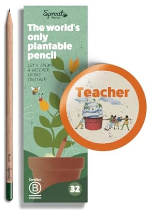 SproutWorld | Lehrer-Edition | Pflanzbare Graphitstifte mit Blumen-, Kräuter- und Gemüsesamen | Umweltfreundliches Bio-Holz | Nachhaltiges Geschenk für Lehrer, kreative Kinder und Schüler | 32er Pack