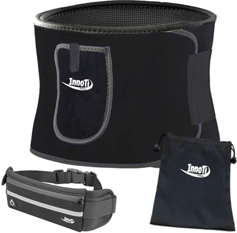 InnoTi Ceinture de Sudation pour Femme et Homme- Gaine Amincissante de la Taille et de L’Abdomen en Néoprène pour la Gym, Le Fitness et Le Sport- Ceinture Abdominale Minceur et Effet Sauna (L Noir)