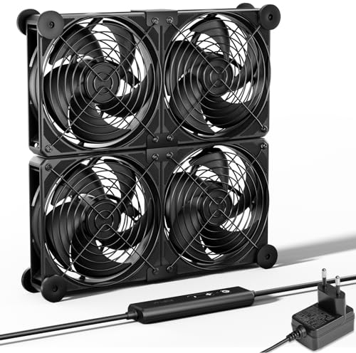 upHere Ventilador AC 220 V 120 mm, CC 12 V, ventilador de PC, doble rodamiento de bolas con 5 ajustables, velocidades con control de velocidad CA, CC 12 V, ventilador de refrigeración para PC