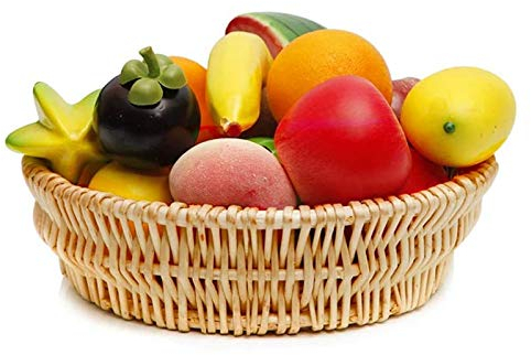 Torribaly, Redonda Trenzada, 25 x 6 cm, Cesta de Mimbre, Cesta Trenzada Grande, Cesta Multiusos, Cesta de Frutas, Cesta de Alimentos (Marrón)