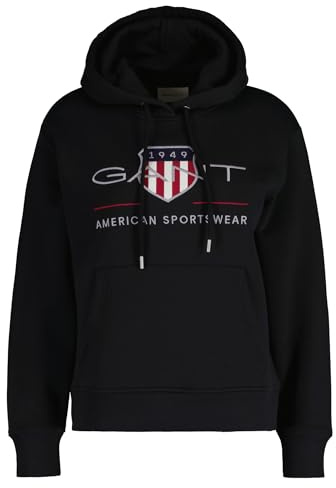 Gant Damen Archive Shield Hoodie Kapuzenpullover, Black, M