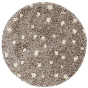 RugVista Polly Teppich, Kinderzimmerteppich, ∅ 150 cm, Rund, Kinderteppich für Kinder, Polypropylene, Spielteppich Babys Junge Mädchen, Keine schädlichen Stoffe, Greige/Naturweiß