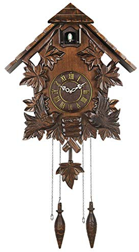 GLJTUO Kuckucksuhr, Traditionelle Schwarzwälder Hausuhr, Antike Holz-Retro-Pendeluhr, Büro-/Wohndekor-Dekoration, 31,4 * 16,5 * 6,5 Zoll (Braun 30,9 * 16,5 * 6,5 Zoll)