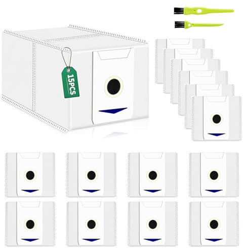 15 Stück ecovacs staubbeutel für Ecovacs Deebot T30 Pro Omni / T30 Omni Saugroboter Zubehör, Staubsauger Zubehör, 3L großer Kapazität, Enthält 2 Pinsel