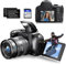 4K Digital Camera for Photography, 12X Optical Zoom Camera with WiFi & App Control, 72MP Vlogging Camera with 180° Flip Screen, Auto Focus, Dual Batteries, Wide Angle & Macro Lens,32GB SD Card