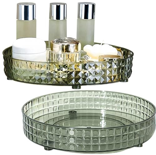 Lazy Susan Organizer Kitchen Organizers And Storage, Lazy Susan 9 Inch Turntable For Cabinet, Pantry Storage, Refrigerator Organizing, Rotating Spice Rack, Diamond Pattern Kitchen Organization(2-Pack)