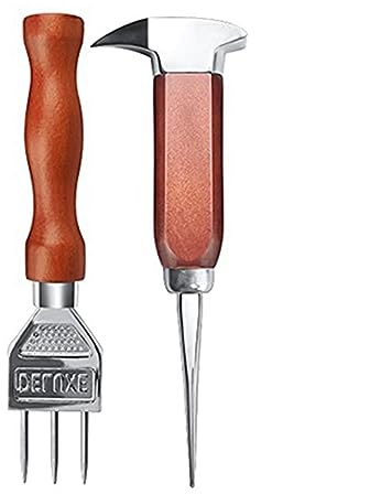 Orolotay 2-Teiliges Eispickel-Set mit Holzgriff, Eiszerkleinerer, Eiszange, Perfekt für Bars und Barkeeper. Bestes Schnitzwerkzeug