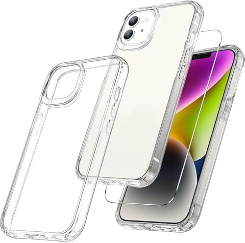 IBISTORA 2 in 1 Case for iPhone 11/11 Pro, With Shock-Absorbing Corners And HD Clear TPU Hydrogel Soft Screen Protector Film With Guide Sticker for iPhone 11/11 Pro - Crystal Clear, 6.1-inch