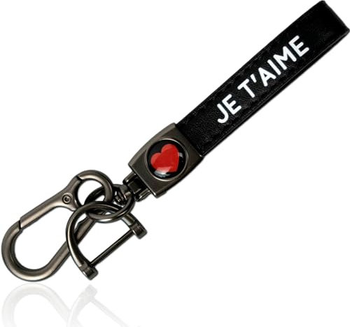 ERNESTINE - Porte-clés je t'aime en cuir - idée cadeau Saint-Valentin homme - Cadeau Saint-Valentin femme - Accessoire homme - porte-clefs personnalisé hommes - cadeaux couple original - cadeaux amour