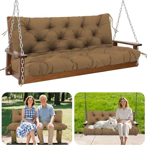 GPCHZM Hollywoodschaukel Auflage 150cm Wasserdicht Gartenbank Auflage Verdickt(12.5cm) Mit Rückenlehne Schaukelbank Auflage für Hollywoodschaukel Sitzbank Gartenbank Terrasse Hinterhof Rasen Veranda