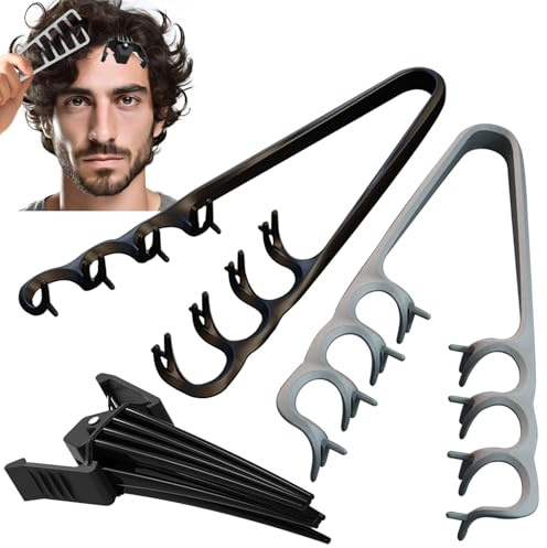 Lot de Peigne Texture Homme avec 2 Peigne Cheveux Bouclés Dent Large et 1 Pince Coiffante, Brosse Texture Coiffante, Texturisant Pince Brosse Cheveux Homme, Peigne Pince Volume pour Frange et Racines
