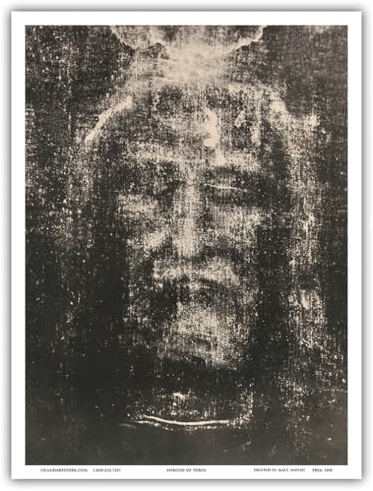 Das Grabtuch von Turin - Sindone di Torino - Sacra Sindone - Reverse Foto Plakette Turin Grabtuch - Vintage Religiöse Kunst von Secondo Pia C.1898 - Master Art Print 9 x 12
