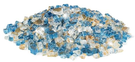 Golden Flame Feuerglas, Erdgas oder Propan, Feuerstelle, Tisch und Kamin, für drinnen und draußen, brillante juwelenähnliche Farbe, reflektierend (4,5 kg)