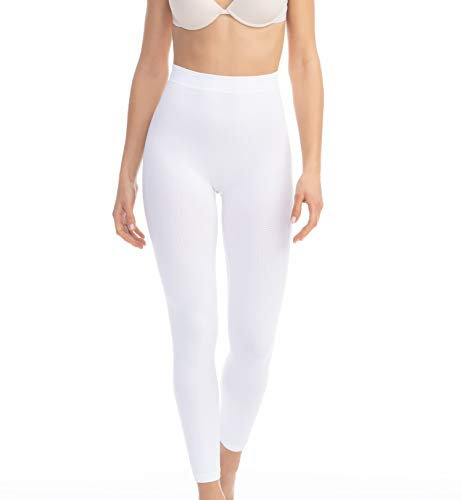FarmaCell 133 (Weiss, L/XL) Massierende Leggings hohe Taille Anti Cellulite