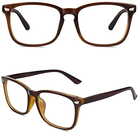 CN92 Klassische Nerdbrille rund Keyhole 40er 50er Jahre Pantobrille Vintage Look clear lens, A Braun Gold, 53