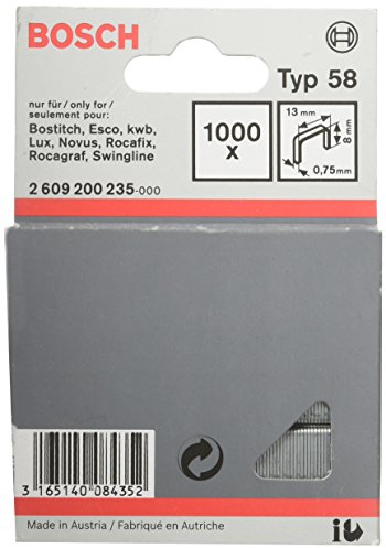 Bosch Accessories Professional 1000x Feindrahtklammer Typ 58 (Textilien/Gewebe, Karton, 13 x 0.75 x 8 mm, Zubehör Tacker)