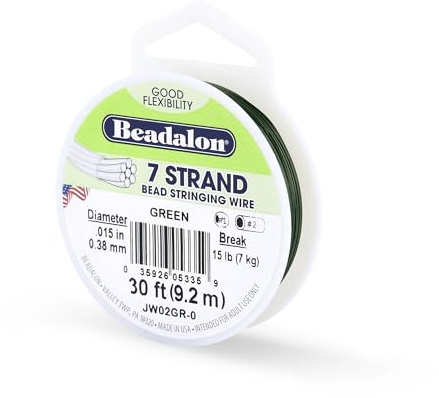 Beadalon 7-strängiger Edelstahl-Perlendraht, 0,38 mm, Grün, 9,2 m