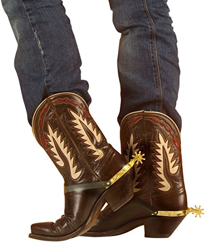 NET TOYS Cowboy Sporen Westernsporen Gold Stiefelsporen Cowboysporen Western Spurs Wilder Westen Kostüm Accessoire
