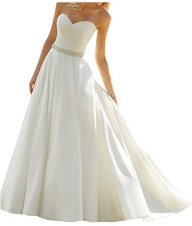 Victory Bridal Elfenbein Elegant Herzausschnitt Hochzeitskleider Brautkleider Brautmode Lang A-linie-40 Elfenbein