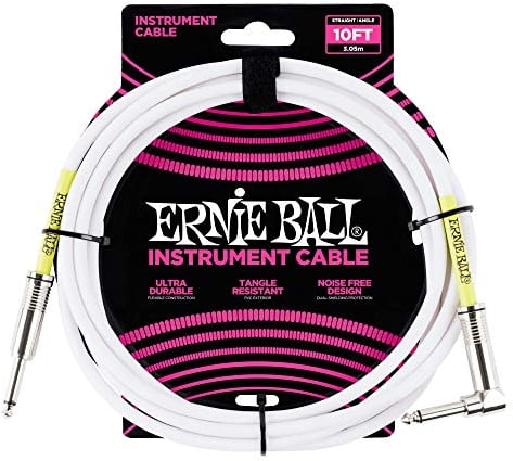 Ernie Ball, Cavo per strumenti, dritto / angolato, 3,05 m, bianco