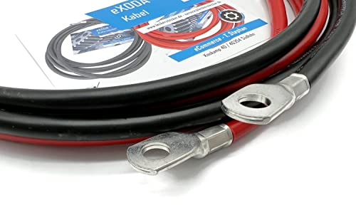 eXODA Câble de batterie 200cm câble d'alimentation en cuivre 35 mm² avec cosses à œillets M10