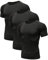 Men's (Pack of 3) Cool Dry Compression Short Sleeve Sports Baselayer T-Shirts Tops Black 01-S