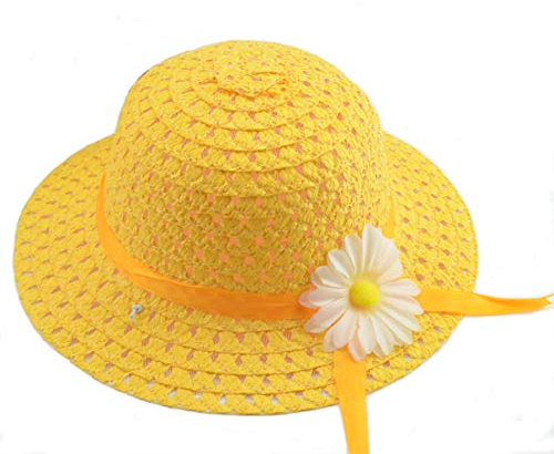 YUEMING Sombrero de Paja Niñas Gorra de Sol Chica, Gorro de Playa Niñas Cap Playa de Verano Protección Solar Transpirable para Viaje Beach Piscina al Aire Libre