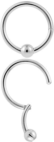 NewkeepsR 2 PCS-16g×6mm 316L Steel Septum Piercing Jewellery Rings,Hinged Clicker Captive Bead Hoop Daith Helix Tragus Body Piercing
