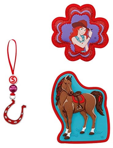 Step by Step Magic Mags Schleich® Horse Club „Hannah & Cayenne“, 3-teilig, 2 Magnet-Applikationen und 1 Anhänger, als Ergänzung für den Schulranzen oder Vorschulrucksack, für Mädchen