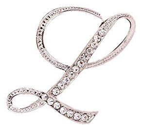 Tonsee Brosche 1PC Kristall 26 Englische Buchstaben Silber Brosche Paar Denkmal Schmuck Liebe Geschenke Schmuck Glitzersteine, Strasssteine, Brosche mit Initialen (L)