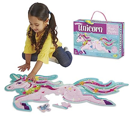 PEACEABLE KINGDOM Shimmery Unicorn Floor Puzzle, 1 EA
