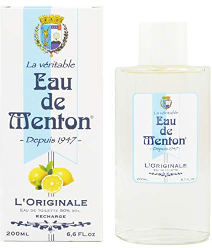 Eau de Menton - L'Originale, dal 1947 - Eau de Toilette Limone - Note di Agrumi - Fragranza naturale mista vegana, freschezza leggera - Made in France - 200 ml