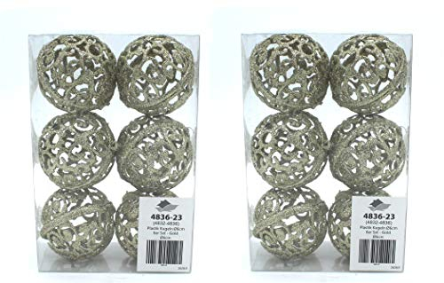 DARO DEKO Weihnachts-Kugel 6cm Glitzer 2 Sets - 12 Kugeln Gold