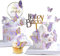 OWill 22-Pieces Butterfly Cake Decorations with Happy Birthday Acrylic Cake Toppers for Baby Shower Wedding Birthday Party Decor (Purple)