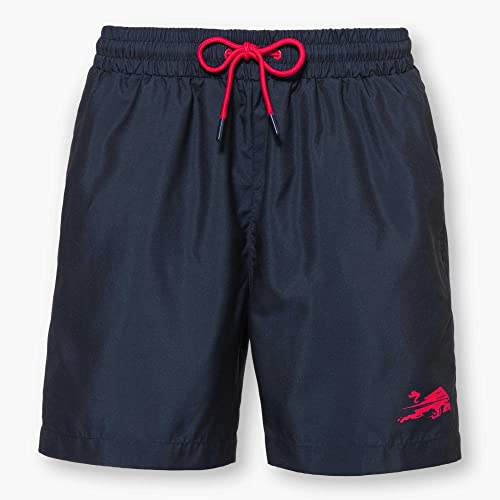 RB Leipzig Herren Wave Boardshorts - Dynamischer Bulle - dunkelblau Badeshort Badehose RBL - Plus Aufkleber Wir lieben Fußball Größe M