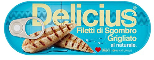 Delicius Scatola di Filetti di Sgombro Grigliato al Naturale 110g (14 pezzi)
