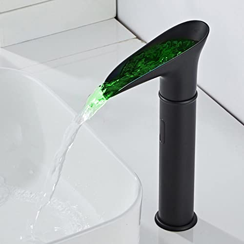 Retro Automatischer Sensor Wasserhahn Infrarot warm und kalt Wasserfall Wasserhahn Bad LED Farbwechsel Infrarot Sensor Wasserhahn-schwarz antik_hoch