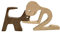Faderr Holzschnitzerei mit Welpen-Ornamenten – Holz-Hundehandwerk, menschliche Statue, Haustierliebhaber, Geschenke, Heimdekoration