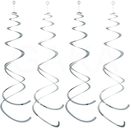 GAKA FAVOR 30 Stück Wirbel Deko Silber Spiralen Girlande Folien Deckenhänger DoppelSpiral Deko für Geburtstag, Hochzeit, Silvester oder Karneval Partydeko